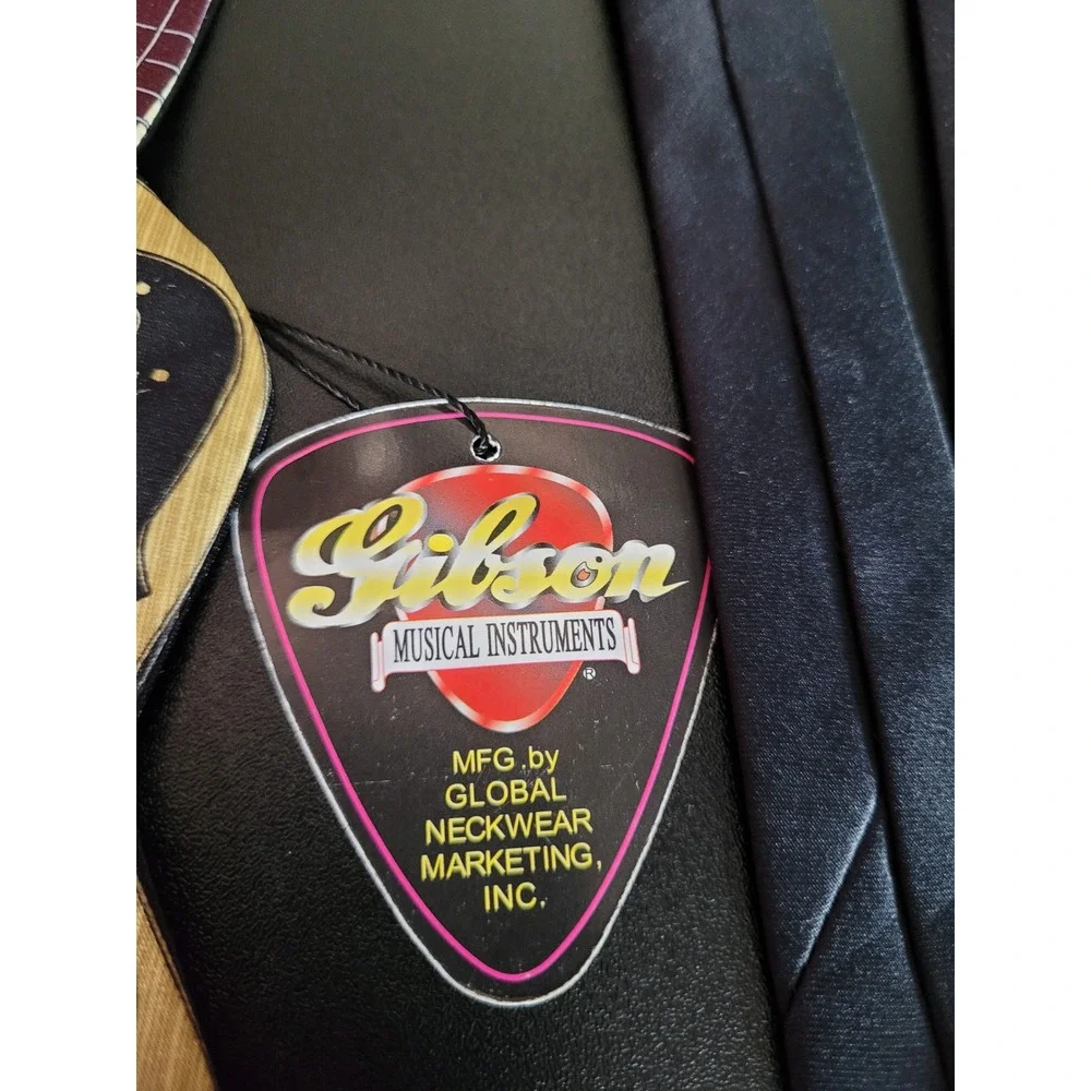 Gibson Men's Necktie Black/Tan Acoustic Guitar Polyester 4.5